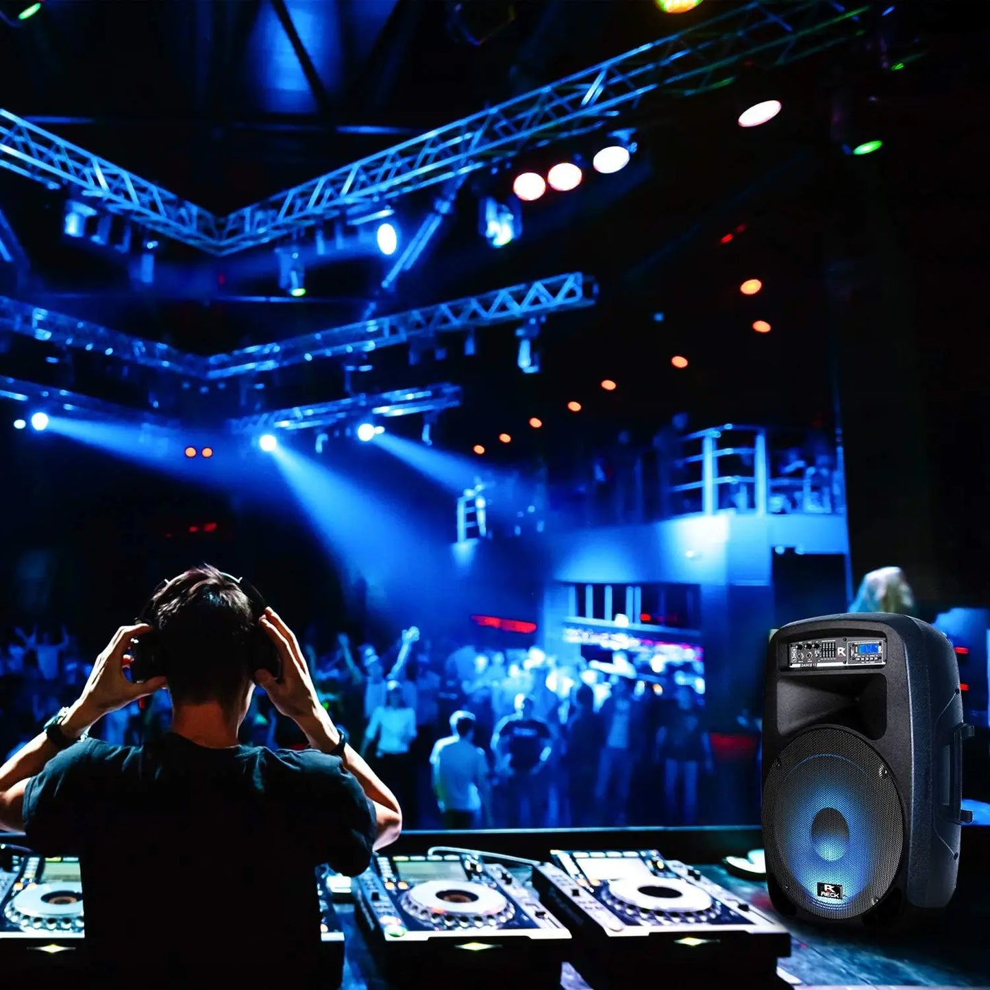 PRORECK Dance 12 Portable 12-Inch 1000 Watts 2-Way Powered PA Speaker System Combo Set with Bluetooth/USB/SD Card Reader/FM