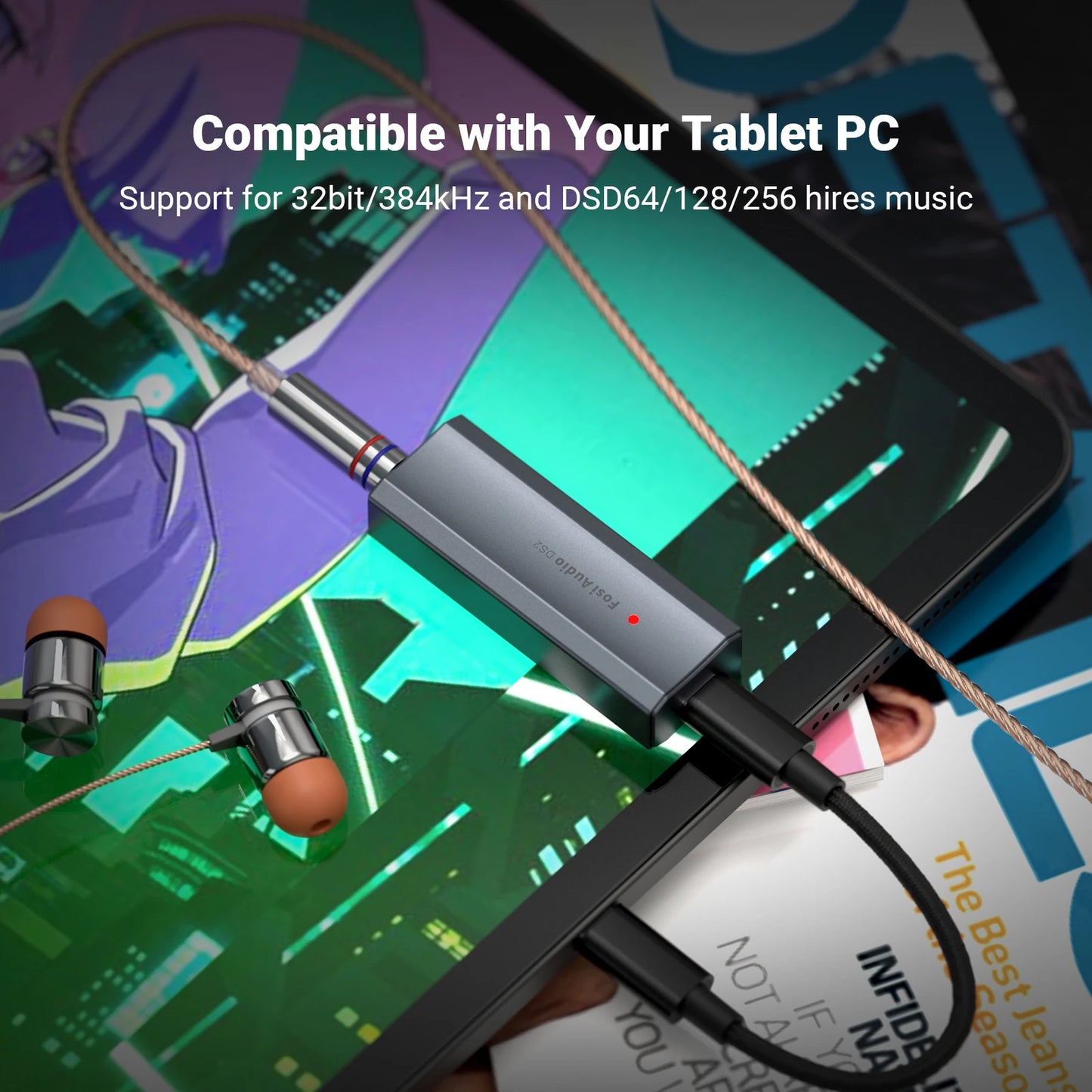 Fosi Audio DS2 2024 New Mini Audio USB DAC Headphone Amplifier DSD DAC Amp Support 32bit/384kHz with 3.5MM & 4.4MM Dual Outputs