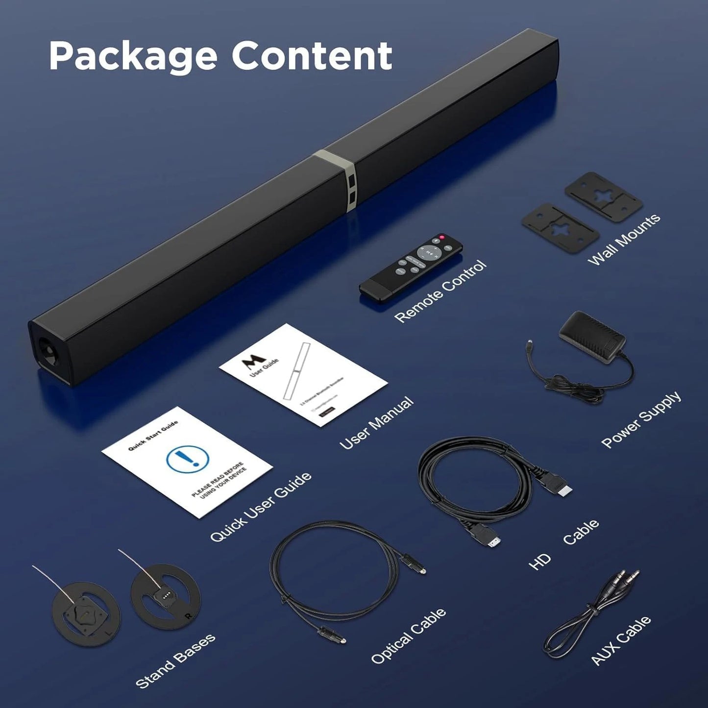 KY2020D 2 in 1 Separable Soundbar for TV 2.0 Channel Home Audio Sound Bars - Surround Sound Bars with ARC/Optical/AUX