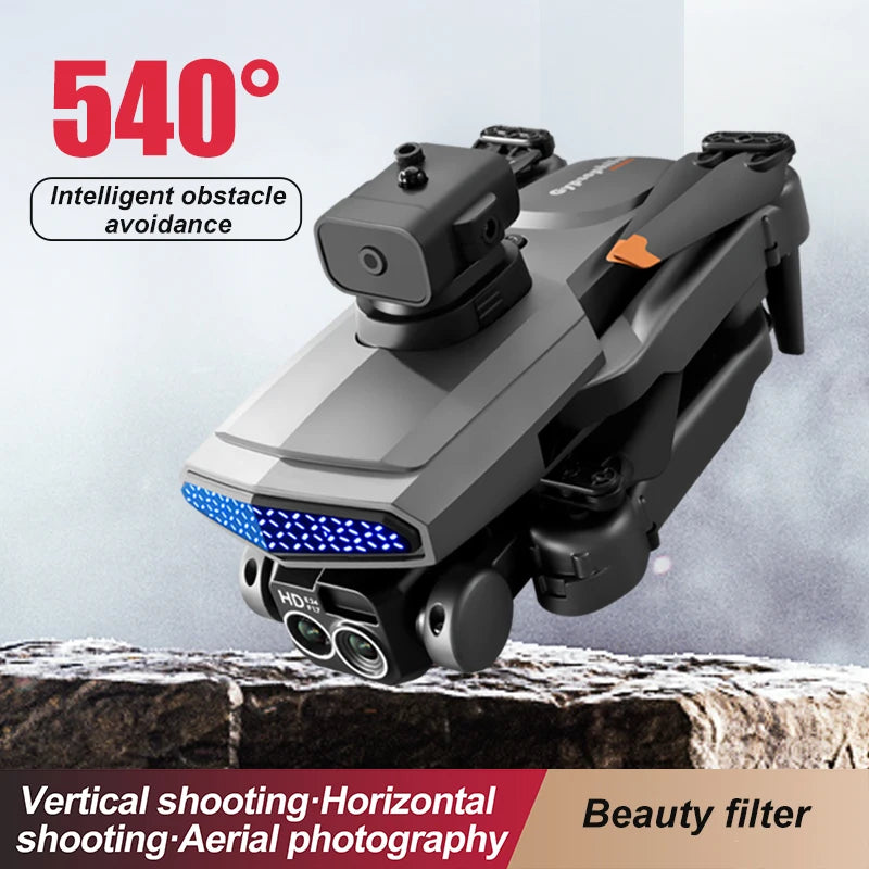 Folding Portable RC Drone 540° Five Way Obstacle Avoidance Electric Dual Camera Optical Flow Hover 2.4G WiFi Image Transmission Lightweight Aerial Drone