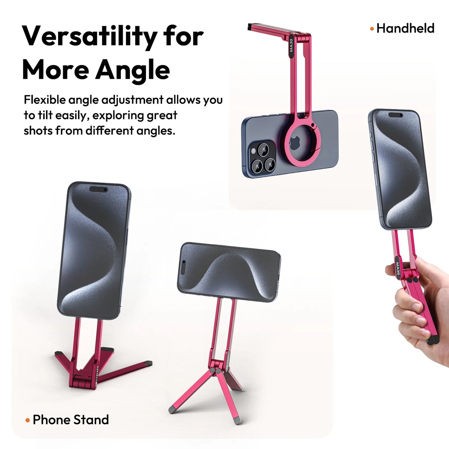 Ulanzi MA30 Dual Sided Magnetic Tripod With Buckle Smartphone Cell Phone Selfie Stick For Magsafe iPhone 16 15 14 13 12 Pro Max