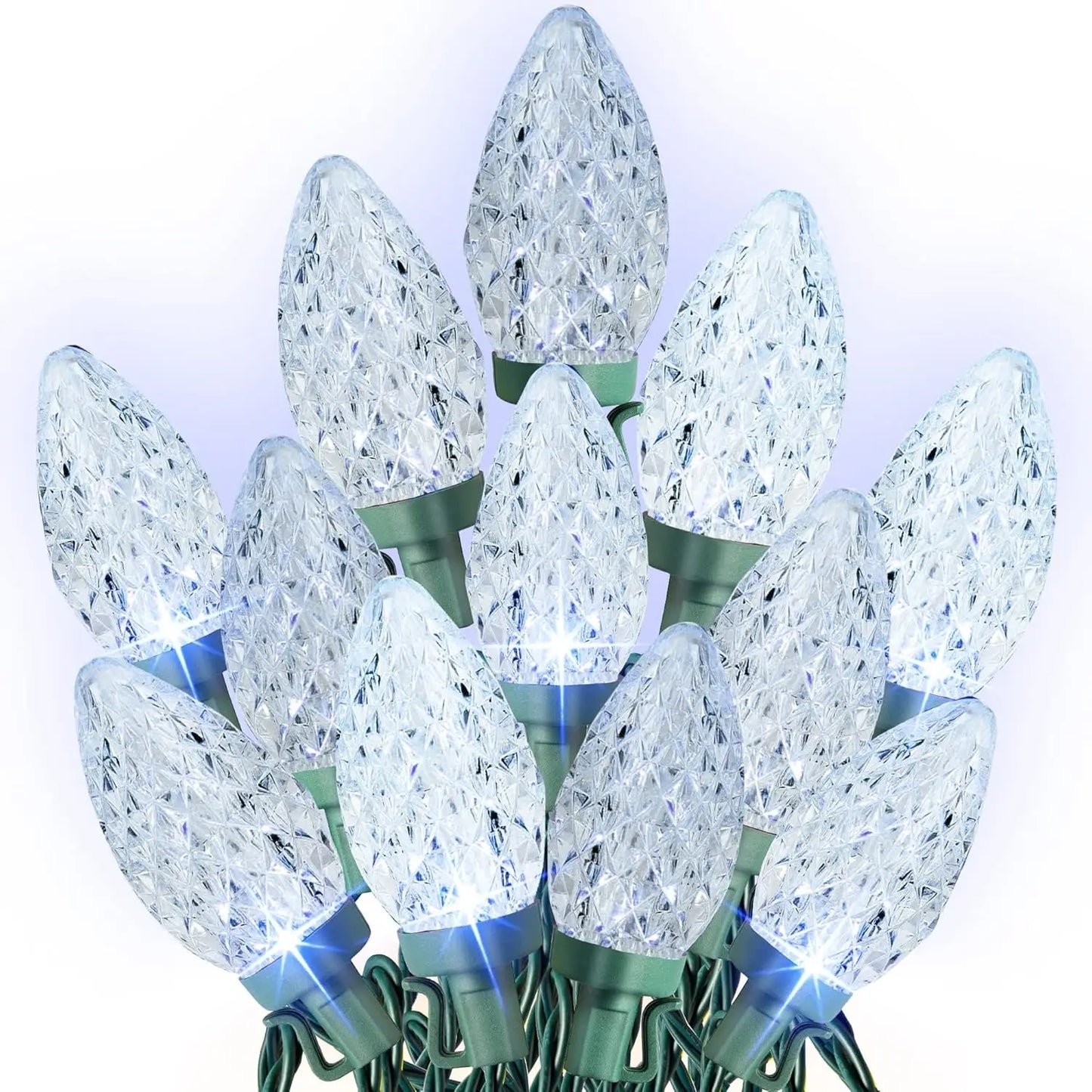 C9 Christmas String Lights, 100 LED 66 FT Waterproof Connectable Green Wire Fairy Lights, Christmas Lights for Indoor Outdoor