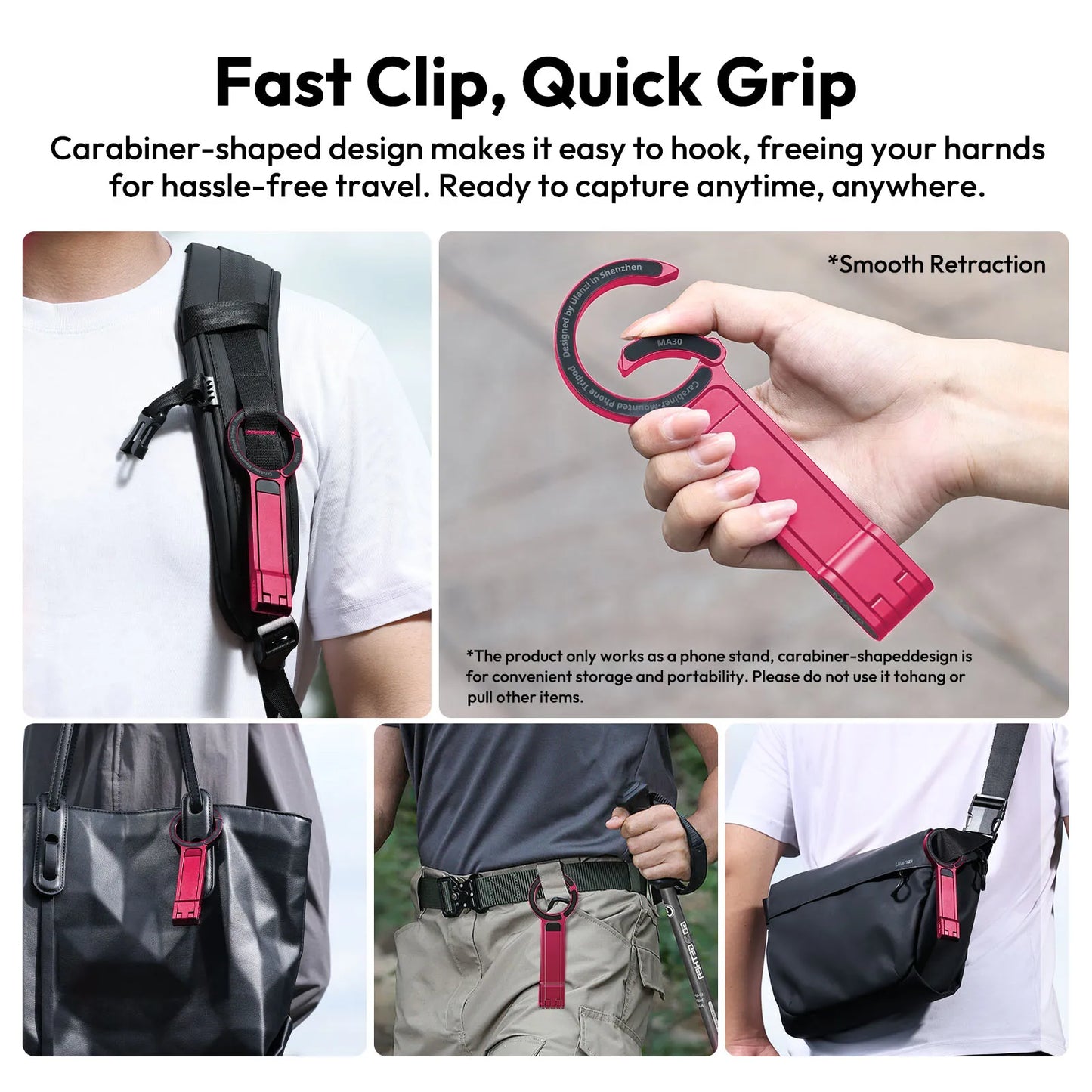 Ulanzi MA30 Dual Sided Magnetic Tripod With Buckle Smartphone Cell Phone Selfie Stick For Magsafe iPhone 16 15 14 13 12 Pro Max