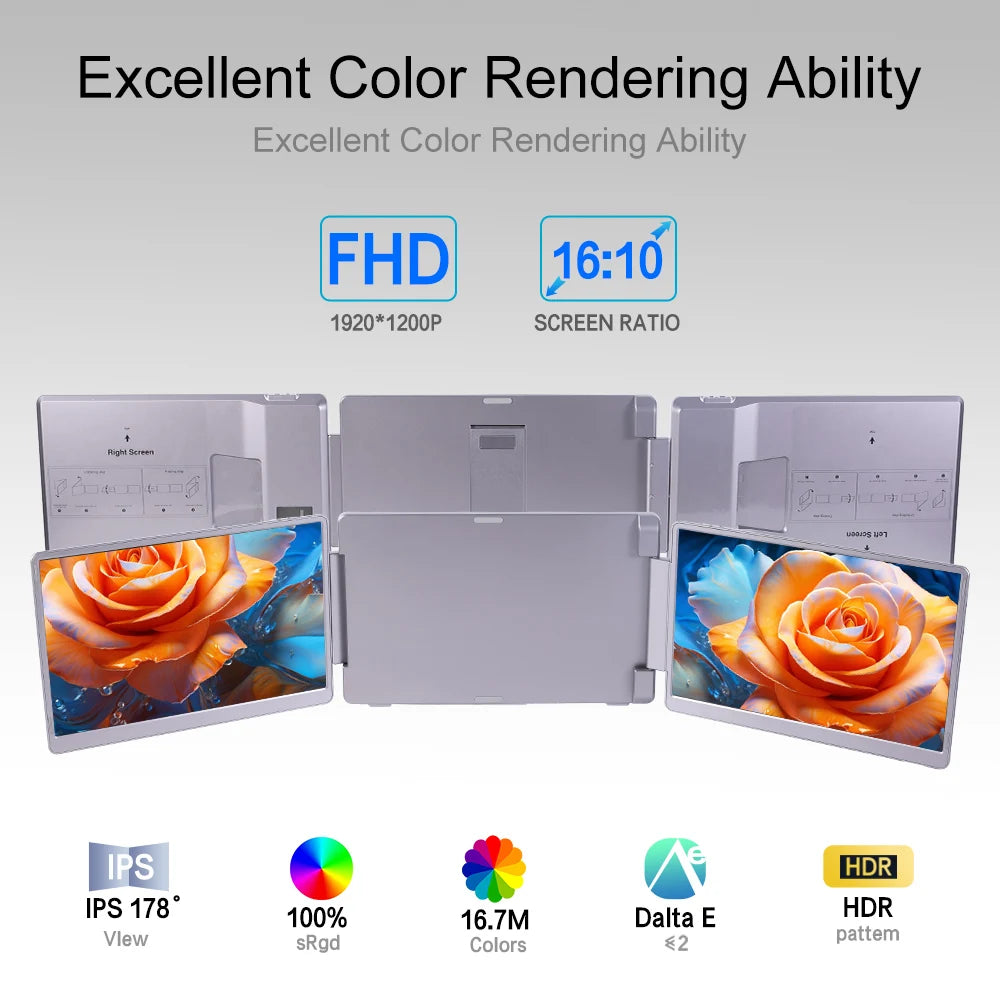 14 Inch Portable Monitor Dual screens For PC/Phone/PS4/PS5/Switch1/Switch2/Xbox 16:9 16:10 IPS FHD Screen Ship From US