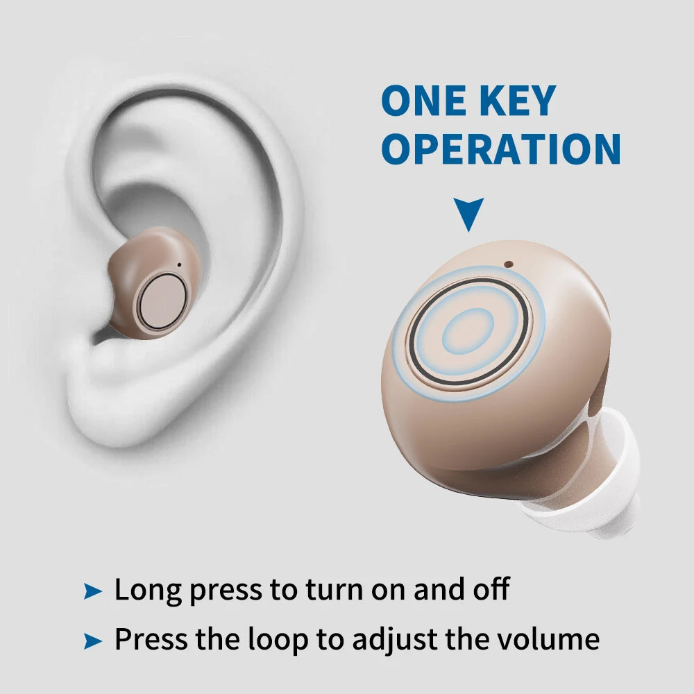 JINGHAO Hearing Aids Sound Amplifier Rechargeable Sound Enhance For Elderly Hearing LossBeige