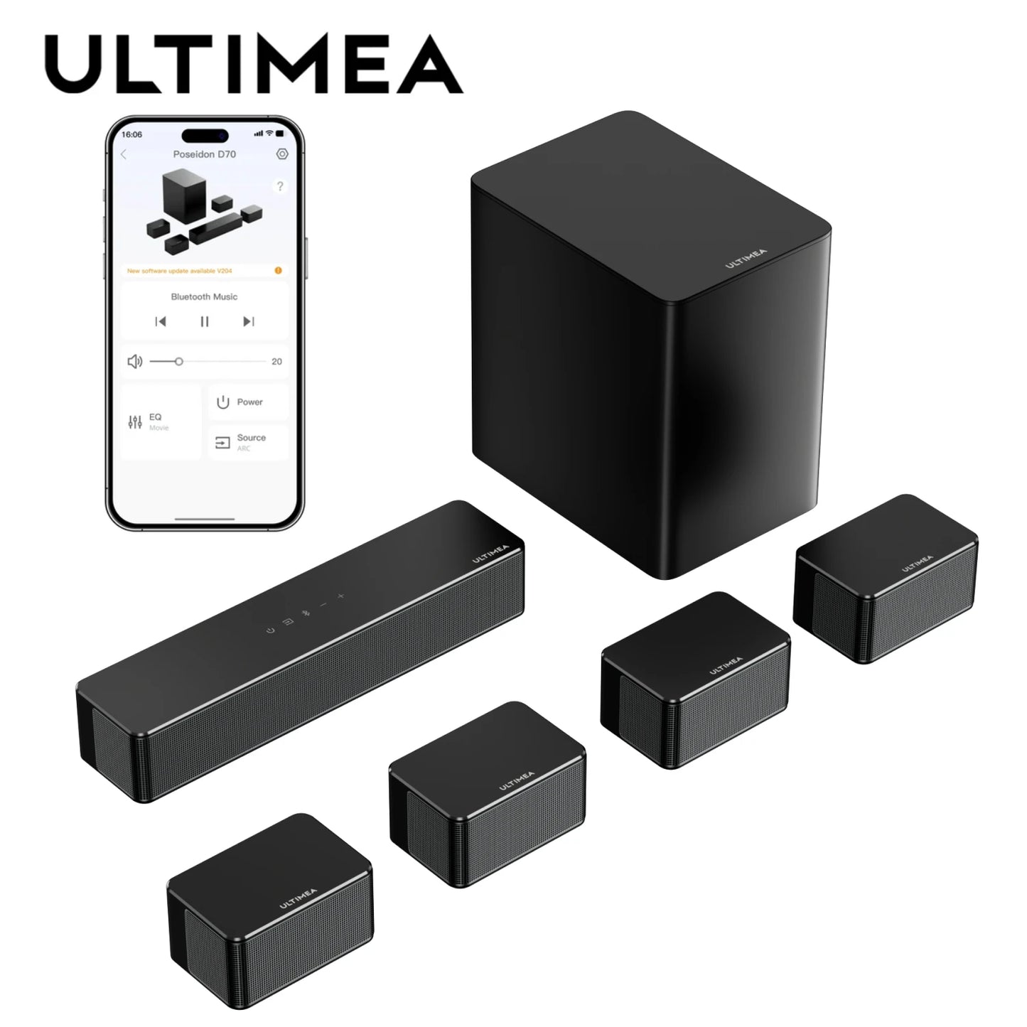 7.1 Surround Sound System Sound bar for TV with APP Control, Home Cinema Bluetooth Speaker with 6.5" Wireless Subwoofer