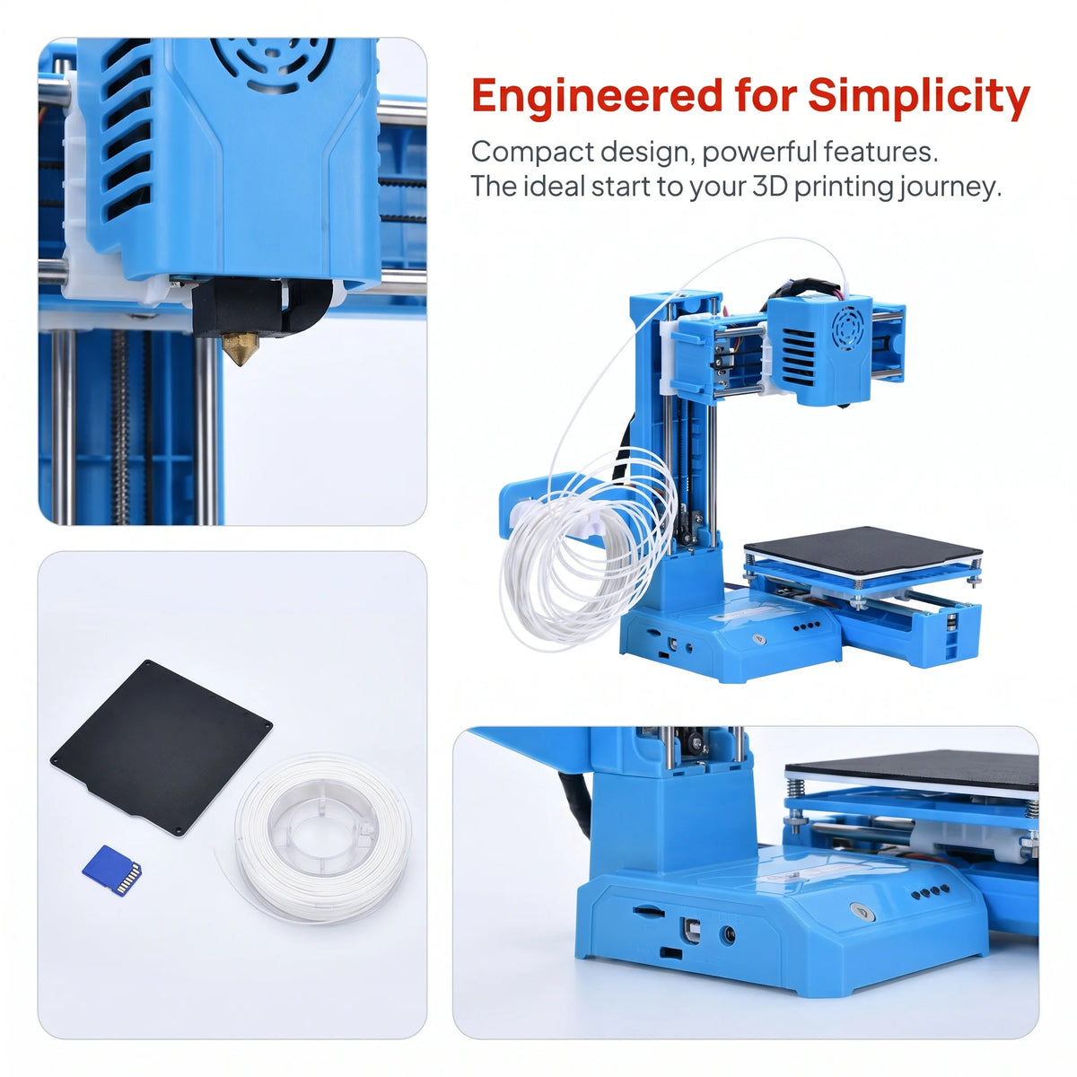 EasyThreed K9 Mini Desktop 3D Printer, Low Noise Single Cantilever Structure, PLA Filament Supported, Four Point Bed Leveling, Safety Design 3D Printer for Kids Family and DIY Enthusiasts