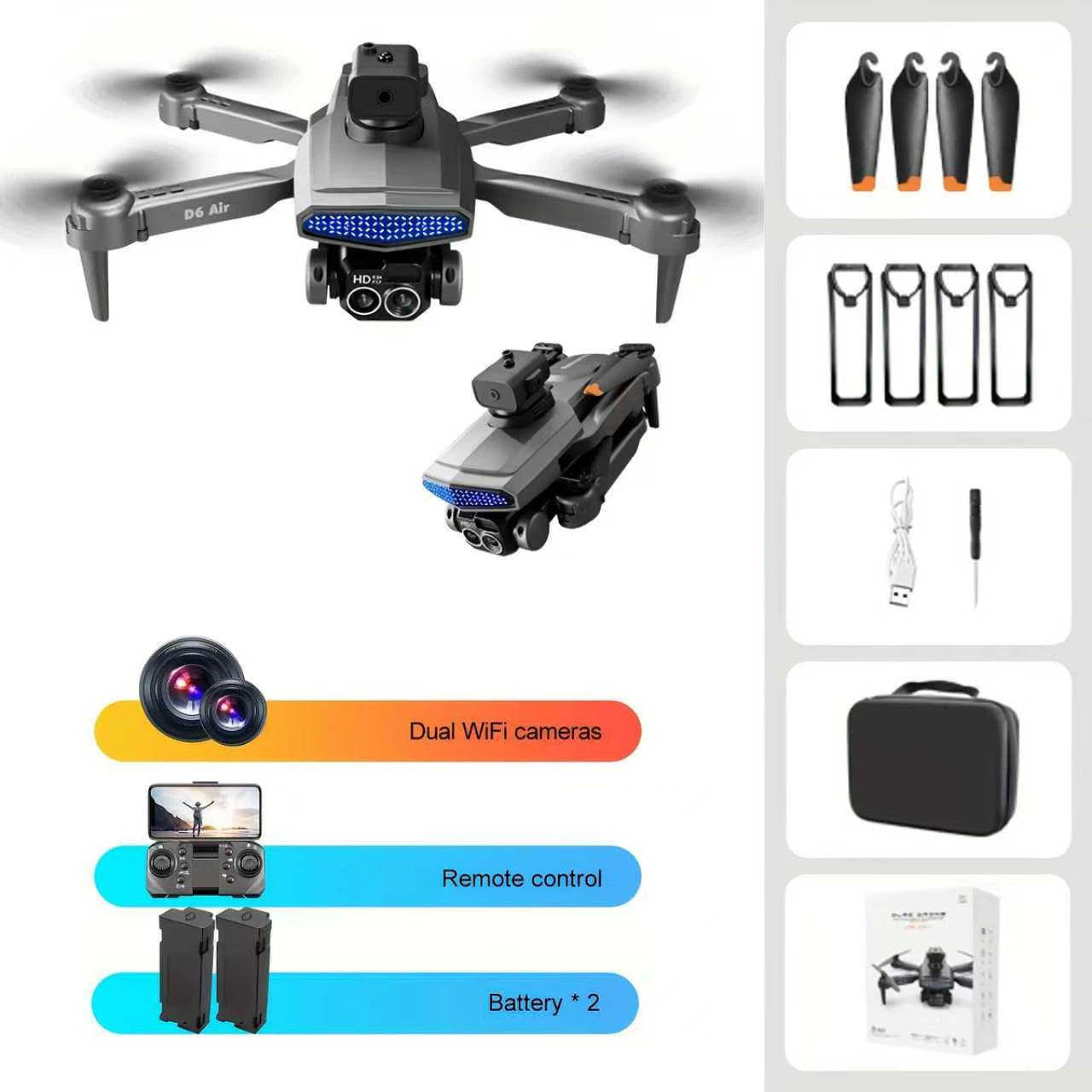 Folding Portable RC Drone 540° Five Way Obstacle Avoidance Electric Dual Camera Optical Flow Hover 2.4G WiFi Image Transmission Lightweight Aerial Drone