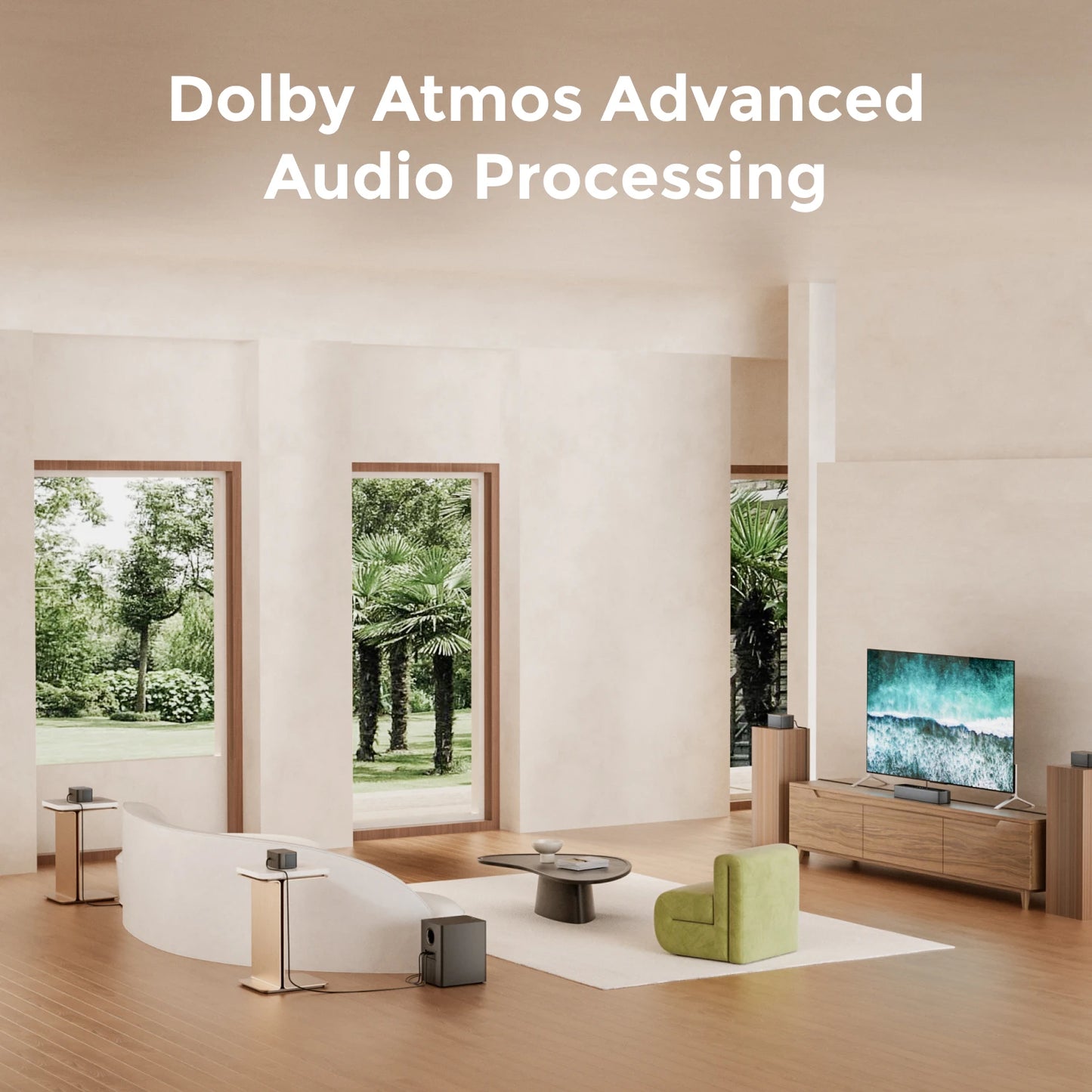 500W 7.1ch Dolby Atmos Soundbar with Wireless Subwoofer & 4 Surround Speakers, Home Theater System with APP Control