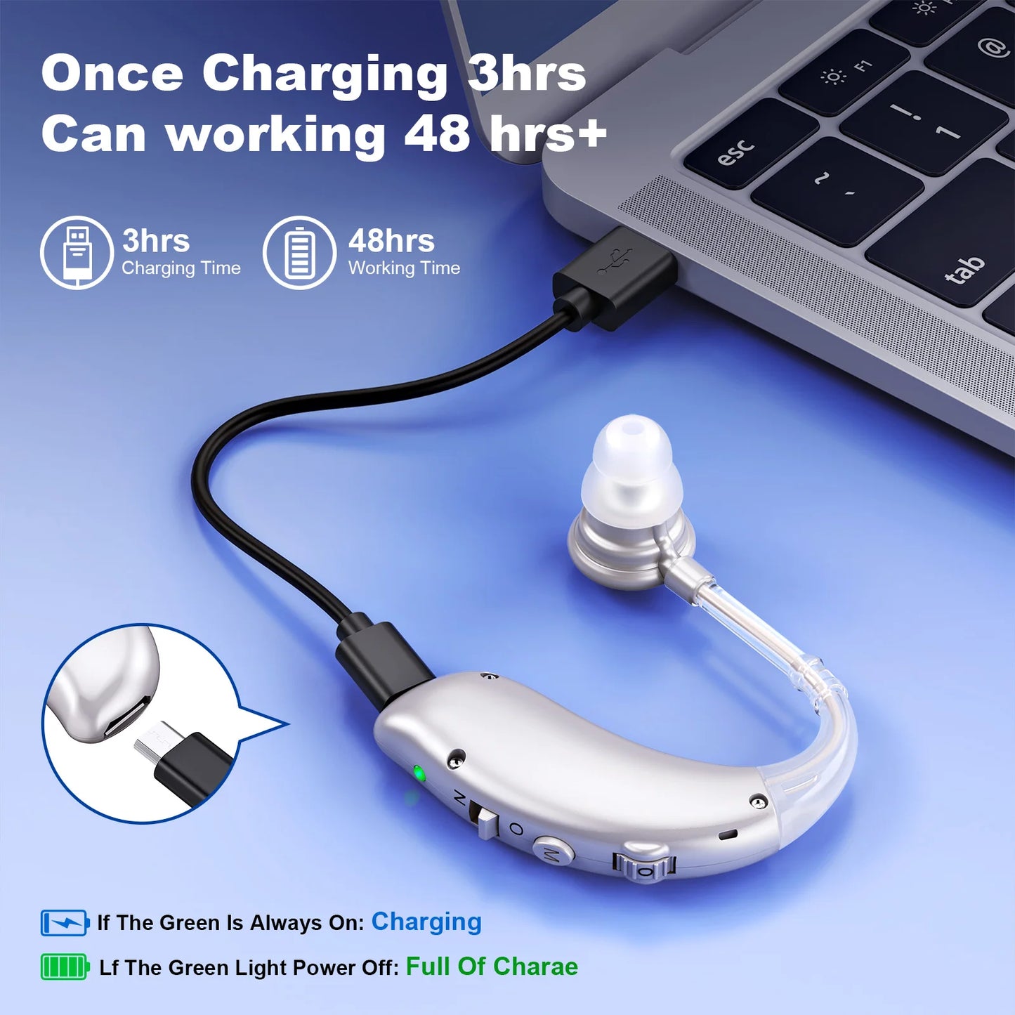 Pair Volume-Adjustable Invisible Hearing Aids Rechargeable Portable Hearing Aids For Deafness Sound Amplifiers