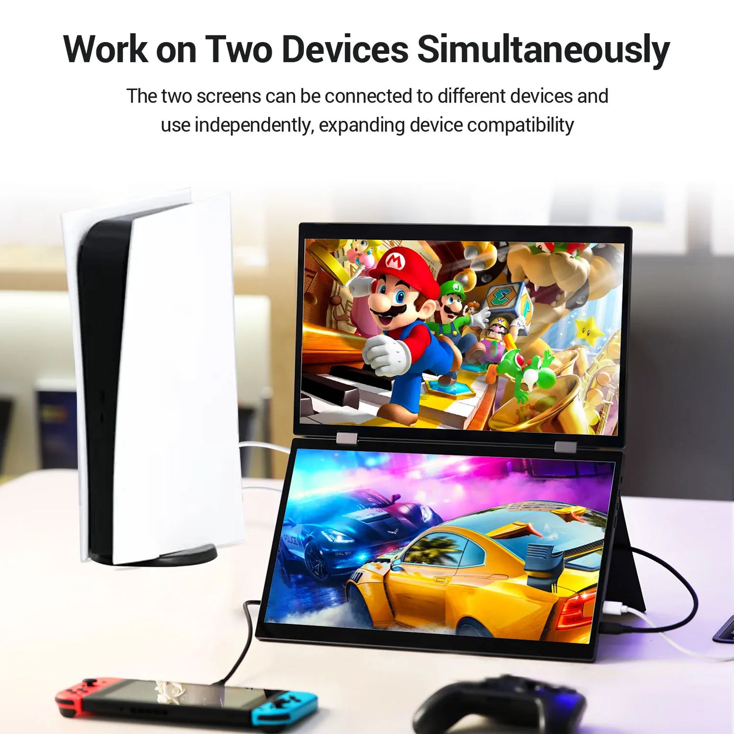 15.6 Inch Portable Monitor Dual Screen 1080P IPS External Second Screen for Mac Laptop PC Switch2 Xbox PS4/5 Xbox Ship From US