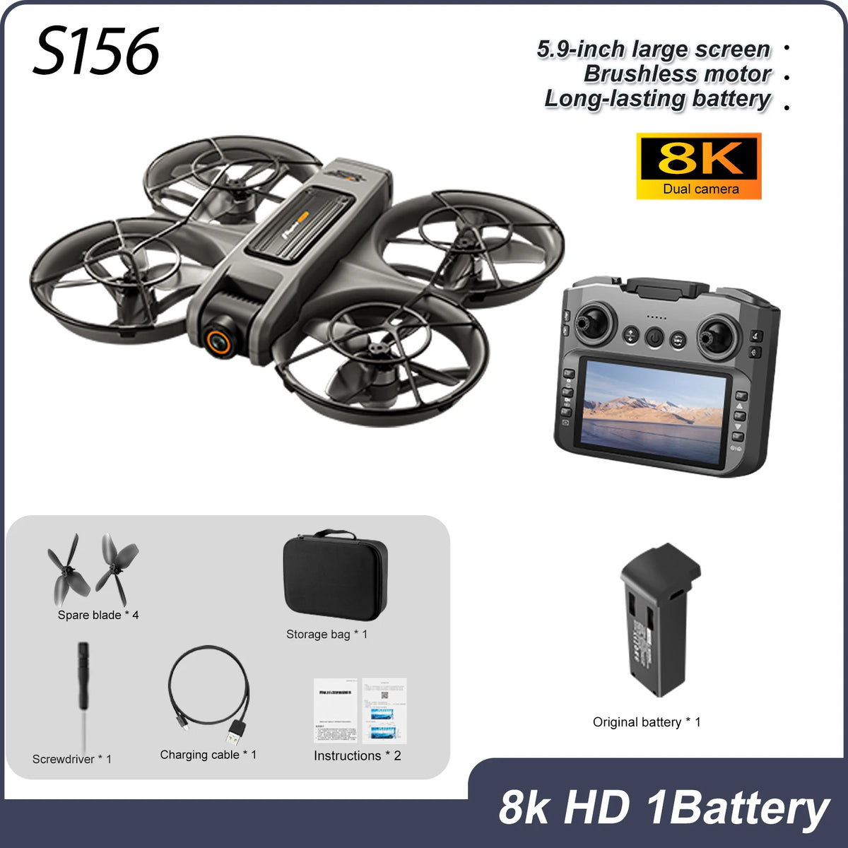 RC Drone One Button Control Stable Hover 360° Surround Protection Brushless Motor Wind Resistant High Value Styling FPV Drone Toy
