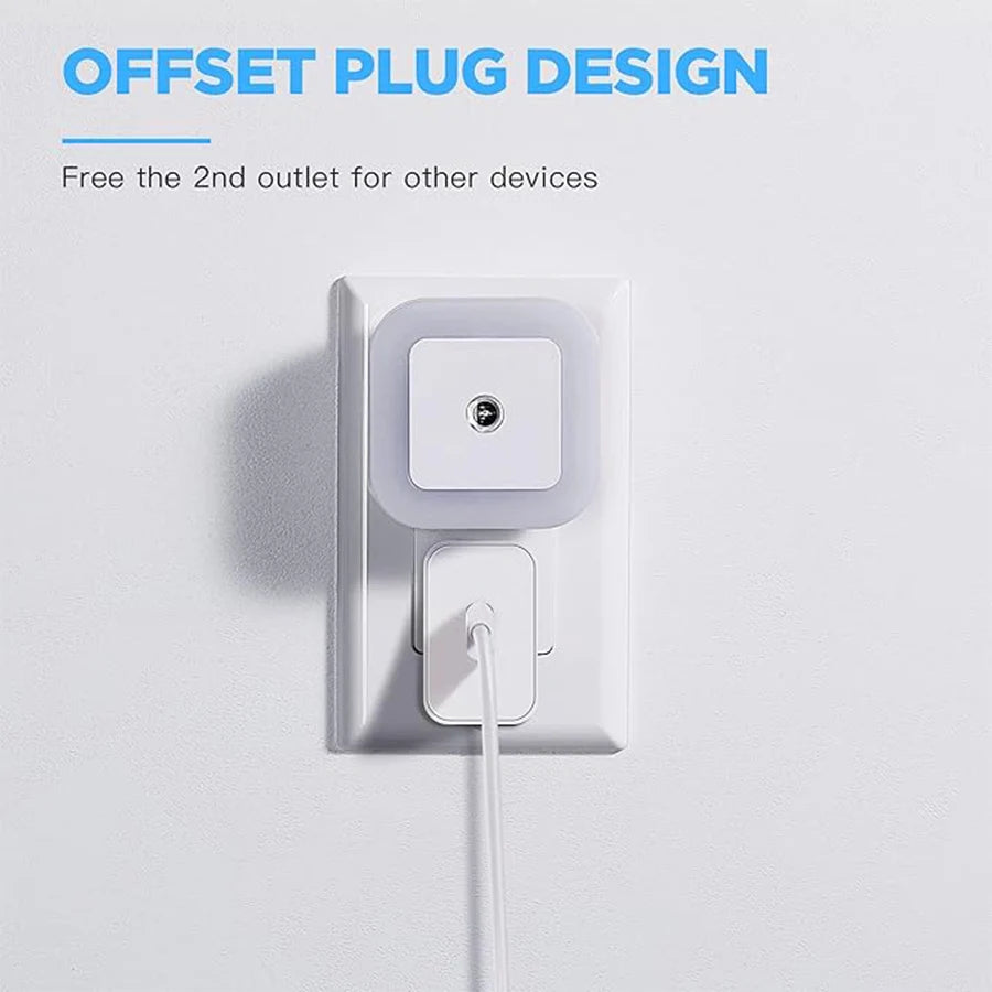 Plug in Dimmable Led Night Light with Auto Dusk to Dawn Sensor,for Hallway Bedroom Kids Room Kitchen Stairway，4Pack white light