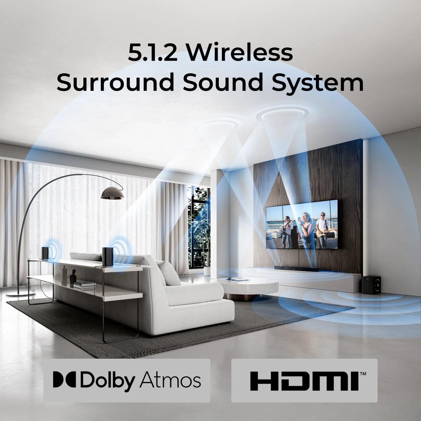 Skywave Series 5.1.2ch Sound Bar for Smart TV Dolby Atmos, Home Cinema System Soundbar Wireless Subwoofer, APP Control