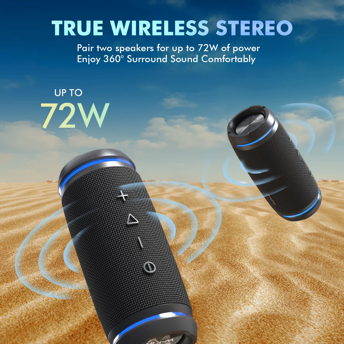 Portable Bluetooth Speaker Loud, 36W Extra Bass,360° Surround Hi-Fi Sound,24H Playtime,BT5.4, IPX6 Waterproof
