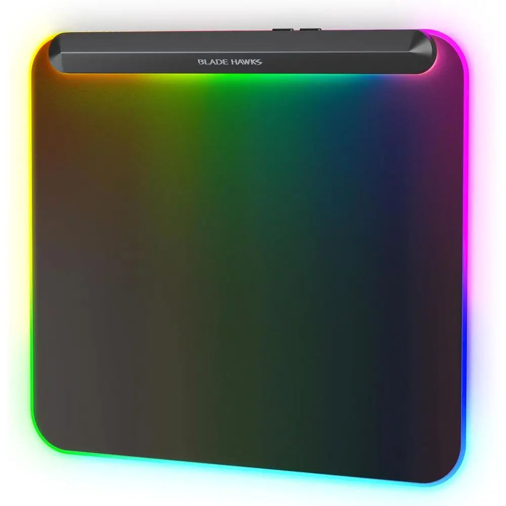 RGB Illuminated Gaming Mouse Pad with 6 Modes, USB 2.0 & Type-C Ports, Detachable Cable, Anti-Slip Base (13.4 x 12.2)