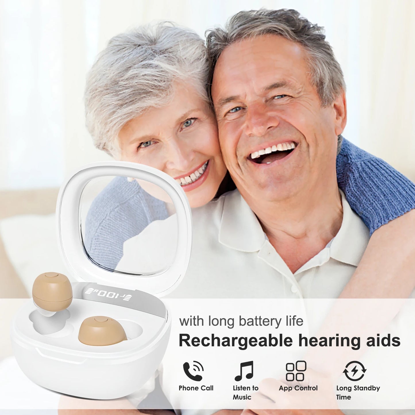 Newest 16 Channels Hearing Aid For Deafness Elderly Bluetooth Hearing Aids App Control Rechargeable Sound Amplifier audifonos
