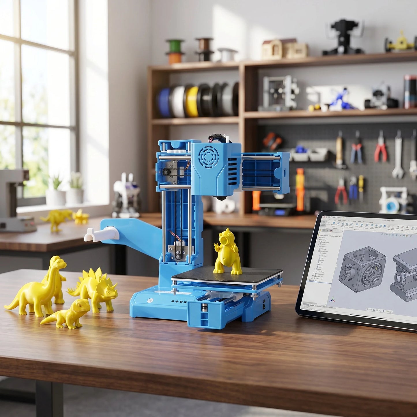 EasyThreed K9 Mini Desktop 3D Printer, Low Noise Single Cantilever Structure, PLA Filament Supported, Four Point Bed Leveling, Safety Design 3D Printer for Kids Family and DIY Enthusiasts