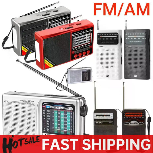 Portable Mini Radio Full Band FM/AM/SW Battery Operated Radio Player with Telescopic Antenna Emergency Radio Built-in Speaker