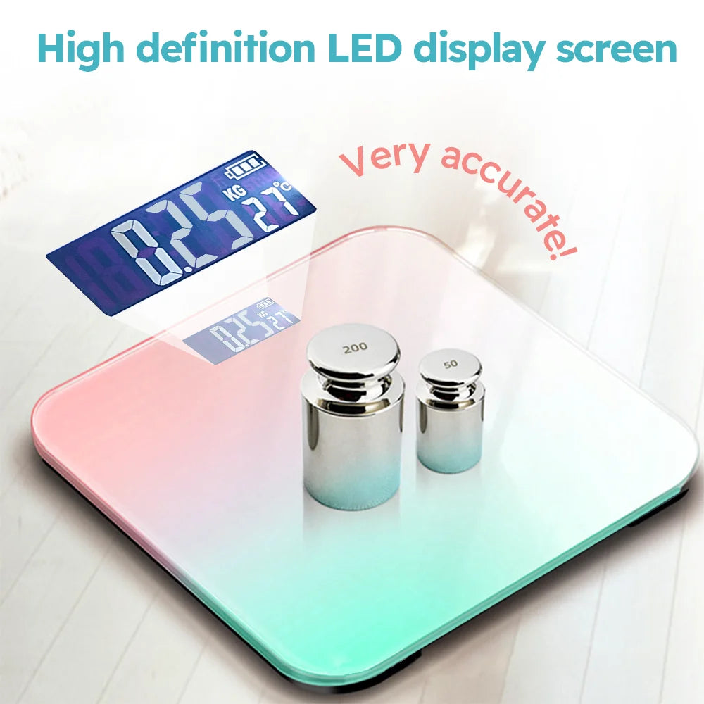 Gradient Color Intelligent LCD Electronic Scale Digital Display Glass Weight Scale Balance Body Electronic Scale For Weight Meas