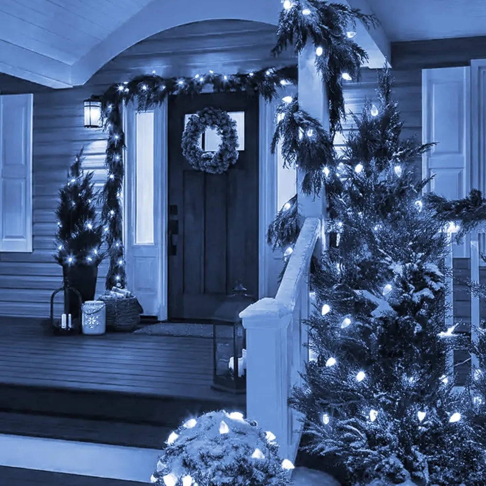 C9 Christmas String Lights, 100 LED 66 FT Waterproof Connectable Green Wire Fairy Lights, Christmas Lights for Indoor Outdoor