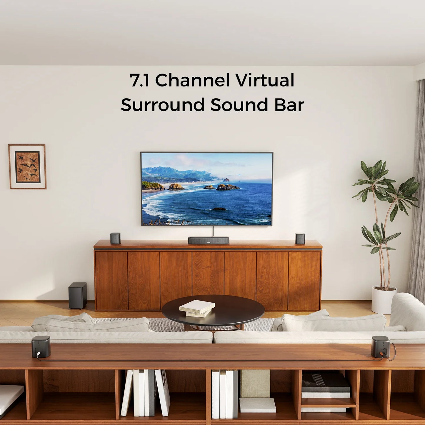7.1 Channel Sound Bar System for TV with 4 Surround Speakers, App Controlled Virtual Surround Sound, Home Theater Audio