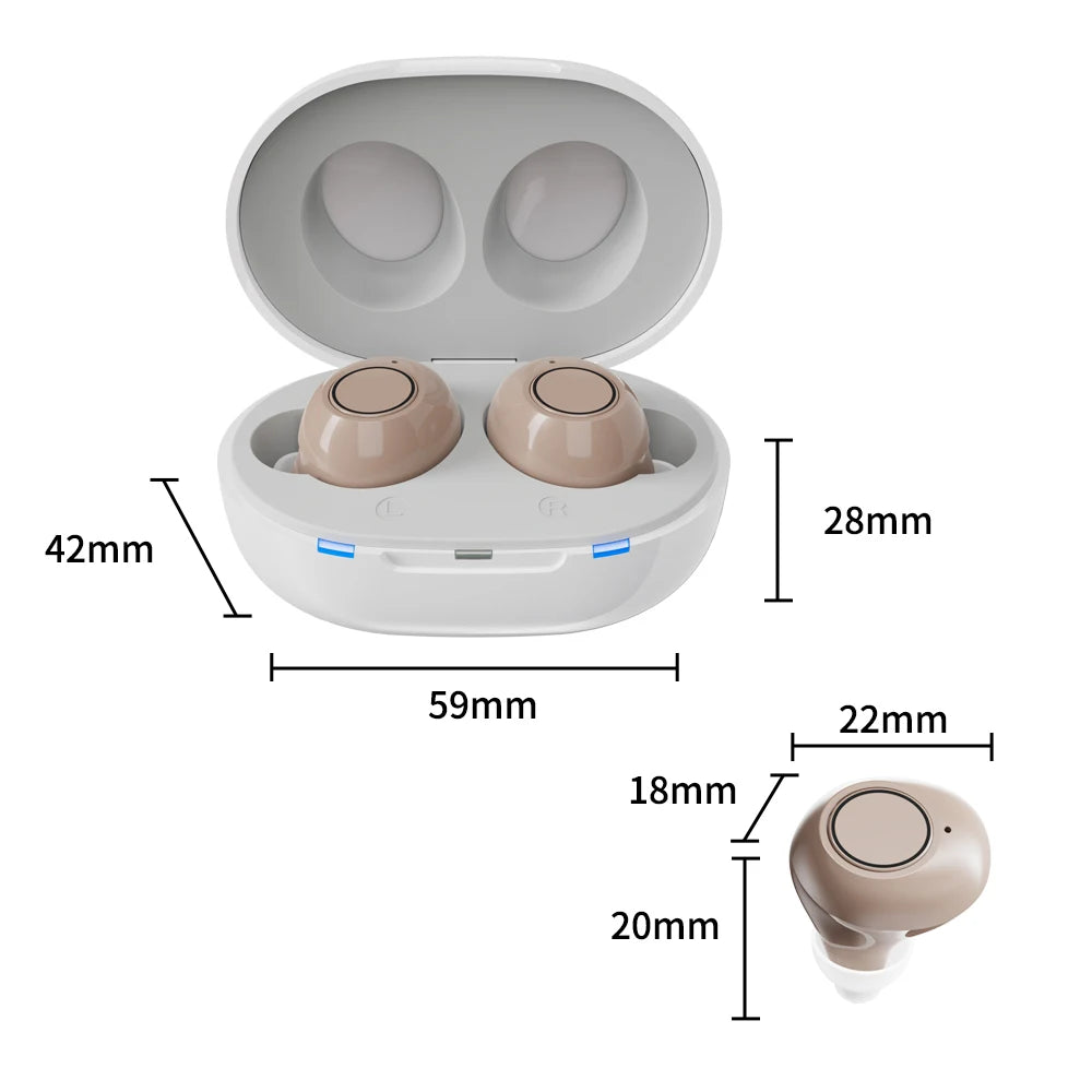 JINGHAO Hearing Aids Sound Amplifier Rechargeable Sound Enhance For Elderly Hearing LossBeige