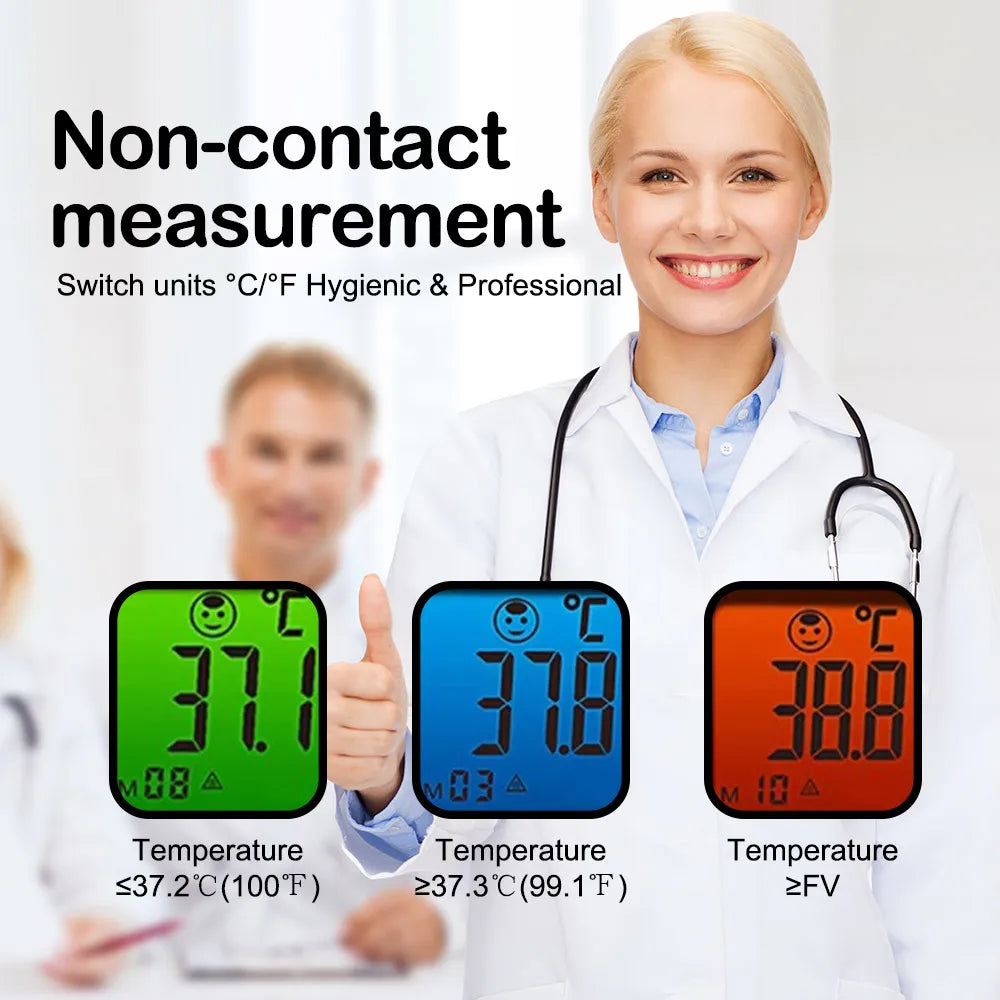 Medical No-Touch Thermometer for Adults and Kids, 1-Second Fast Reading, Color-Coded Fever Alarm, Silent Mode