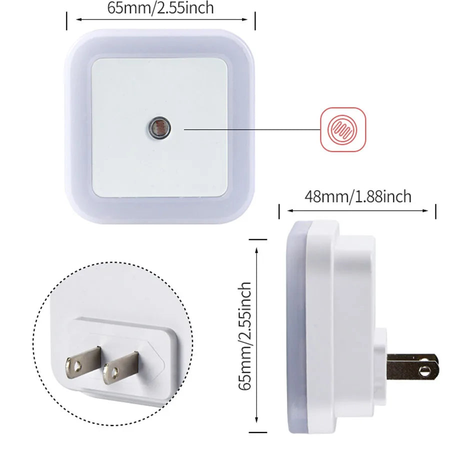 Plug in Dimmable Led Night Light with Auto Dusk to Dawn Sensor,for Hallway Bedroom Kids Room Kitchen Stairway，4Pack white light