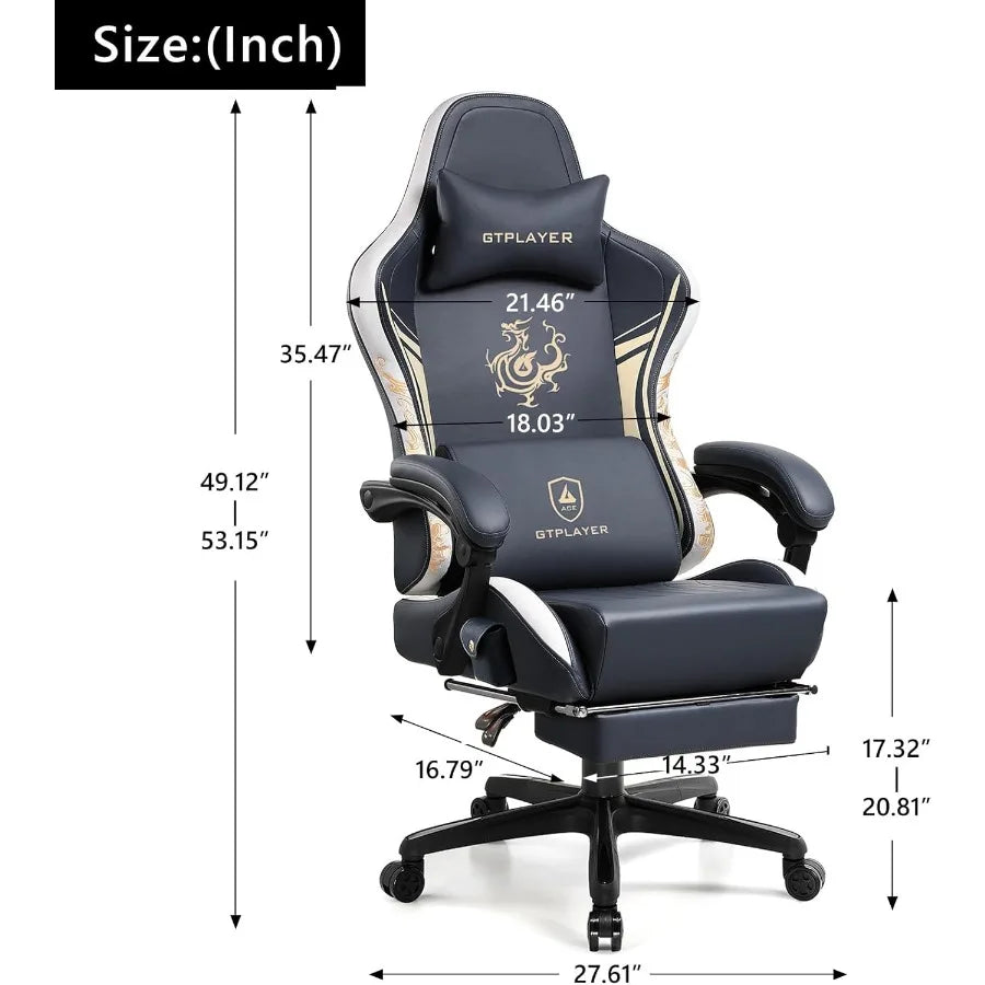 Gaming Chair with Bluetooth Speakers and Footrest