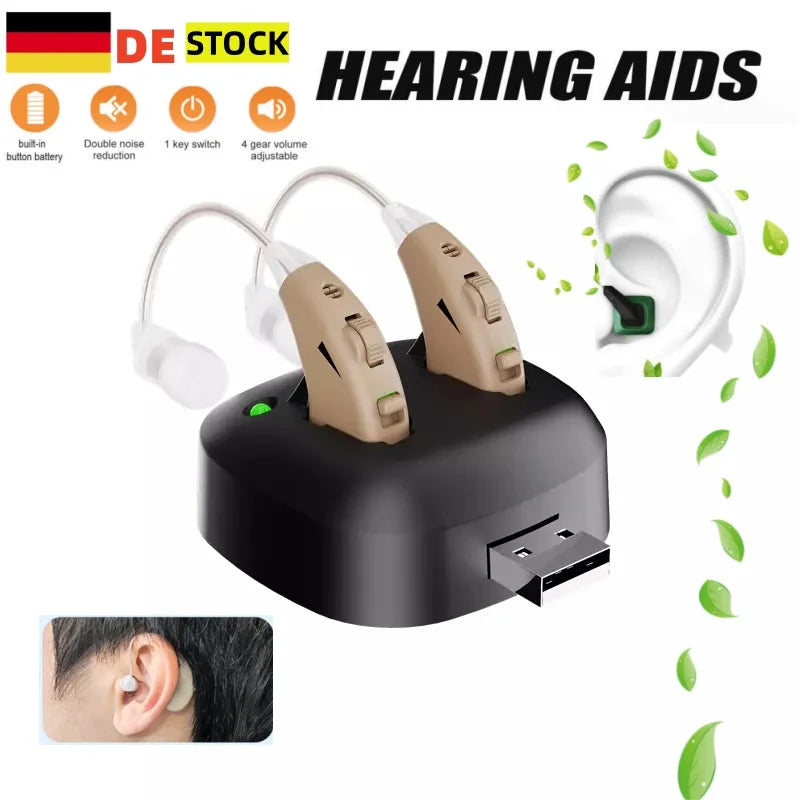 JINGHAO Rechargeable Hearing Aids BTE Ear Aids Hearing Amplifier Sound Enhance Device For Elderly Best Sales