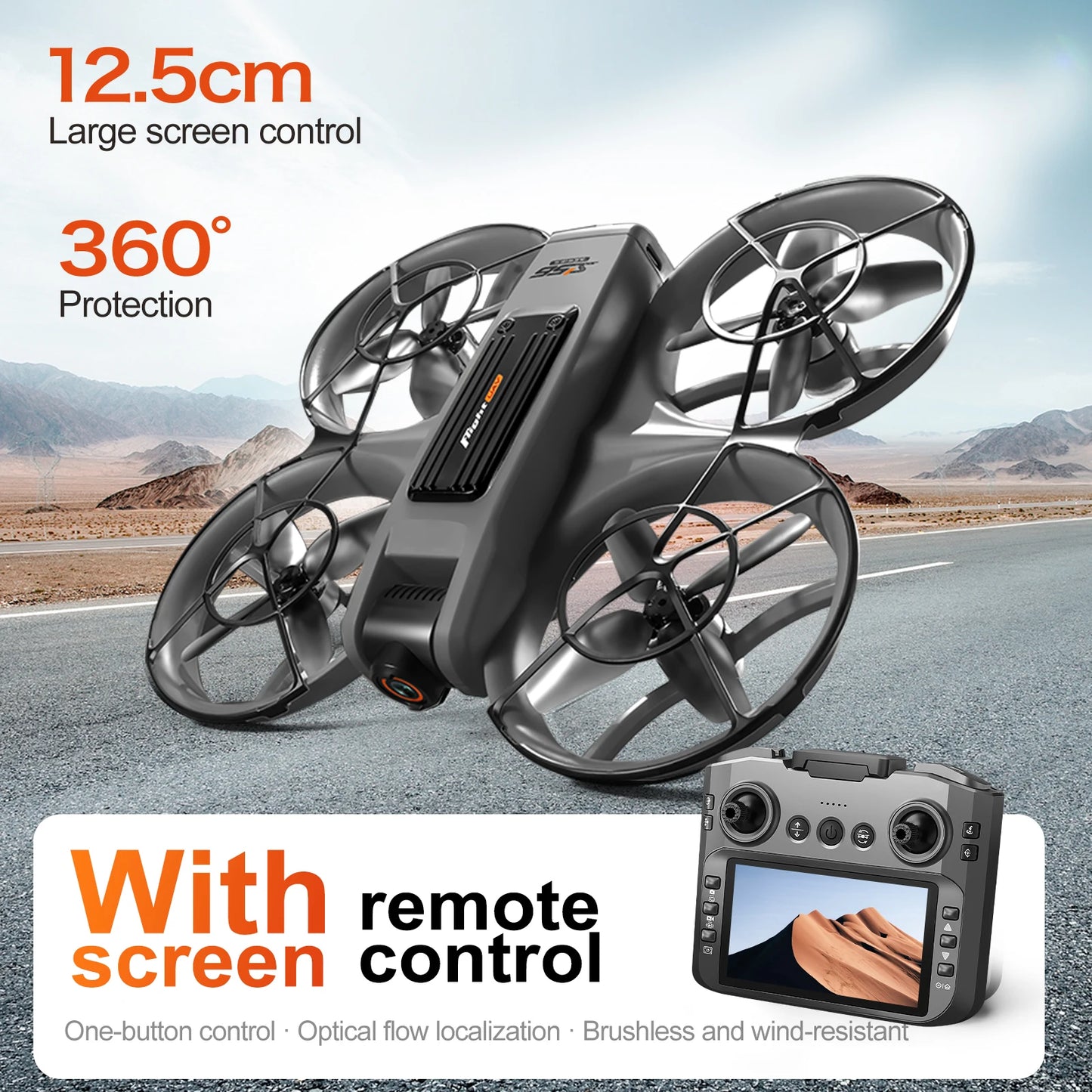 RC Drone One Button Control Stable Hover 360° Surround Protection Brushless Motor Wind Resistant High Value Styling FPV Drone Toy