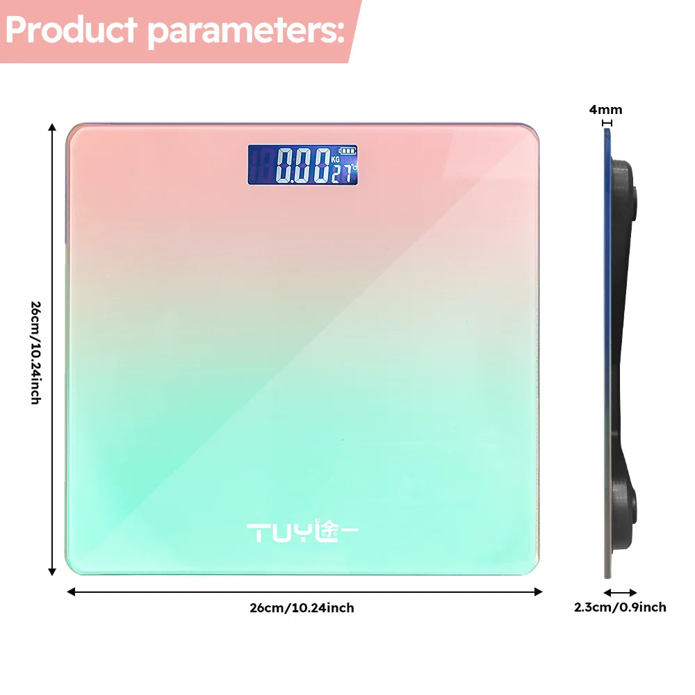 Gradient Color Intelligent LCD Electronic Scale Digital Display Glass Weight Scale Balance Body Electronic Scale For Weight Meas