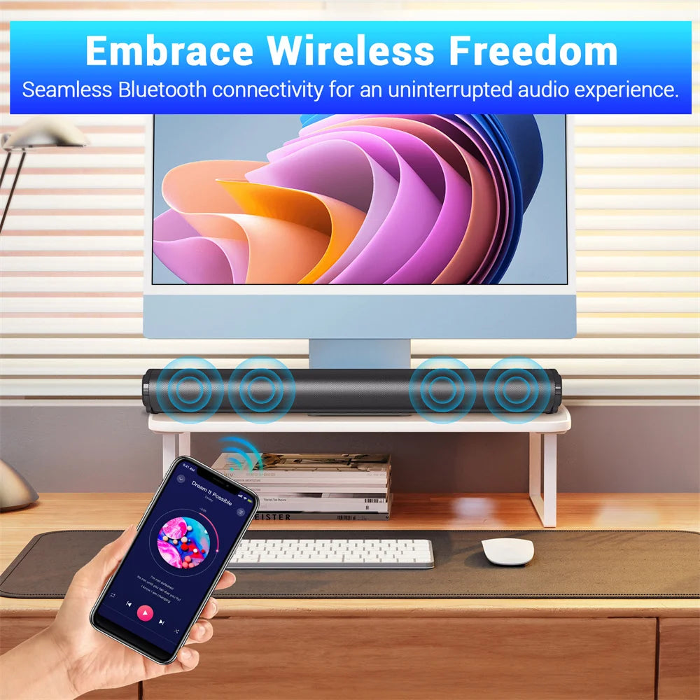 Sound Bar TV Sound System Bluetooth Speaker Wireless Subwoofer Bass Home Theater Rechargeable Lound Portable Speaker