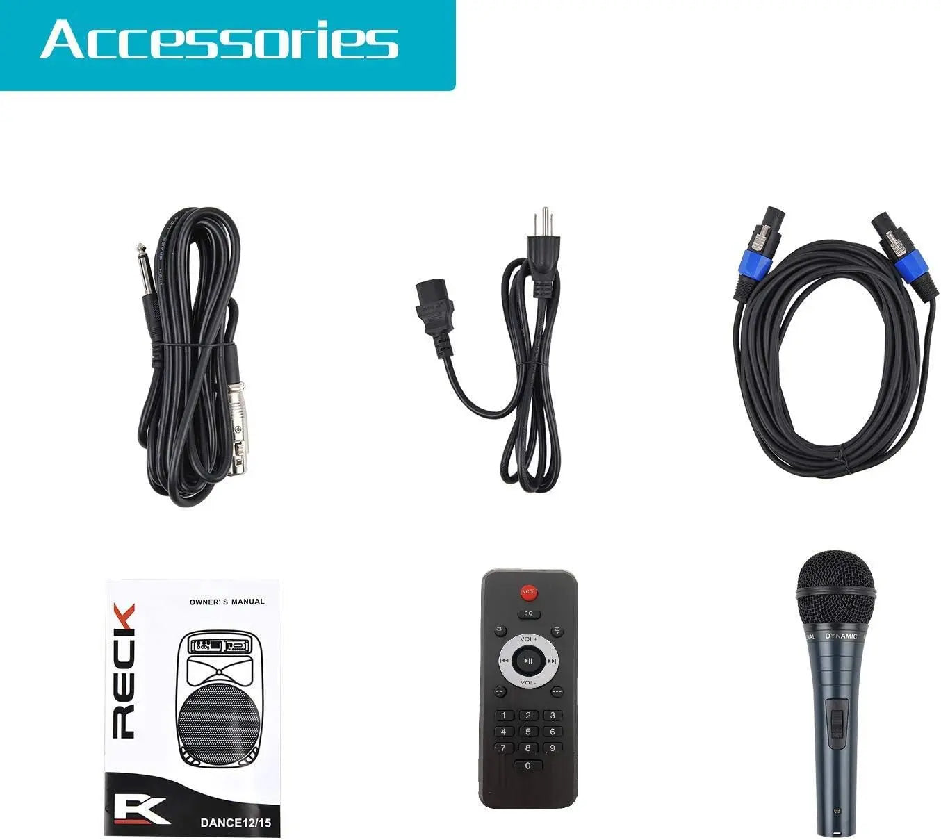 PRORECK Dance 12 Portable 12-Inch 1000 Watts 2-Way Powered PA Speaker System Combo Set with Bluetooth/USB/SD Card Reader/FM