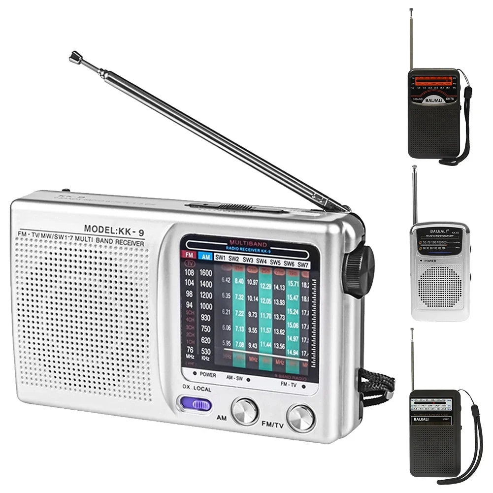 Portable Mini Radio Full Band FM/AM/SW Battery Operated Radio Player with Telescopic Antenna Emergency Radio Built-in Speaker