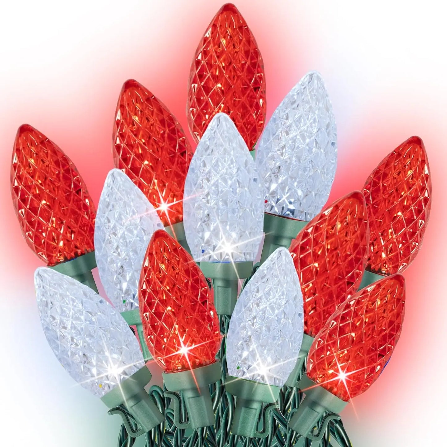 C9 Christmas String Lights, 100 LED 66 FT Waterproof Connectable Green Wire Fairy Lights, Christmas Lights for Indoor Outdoor