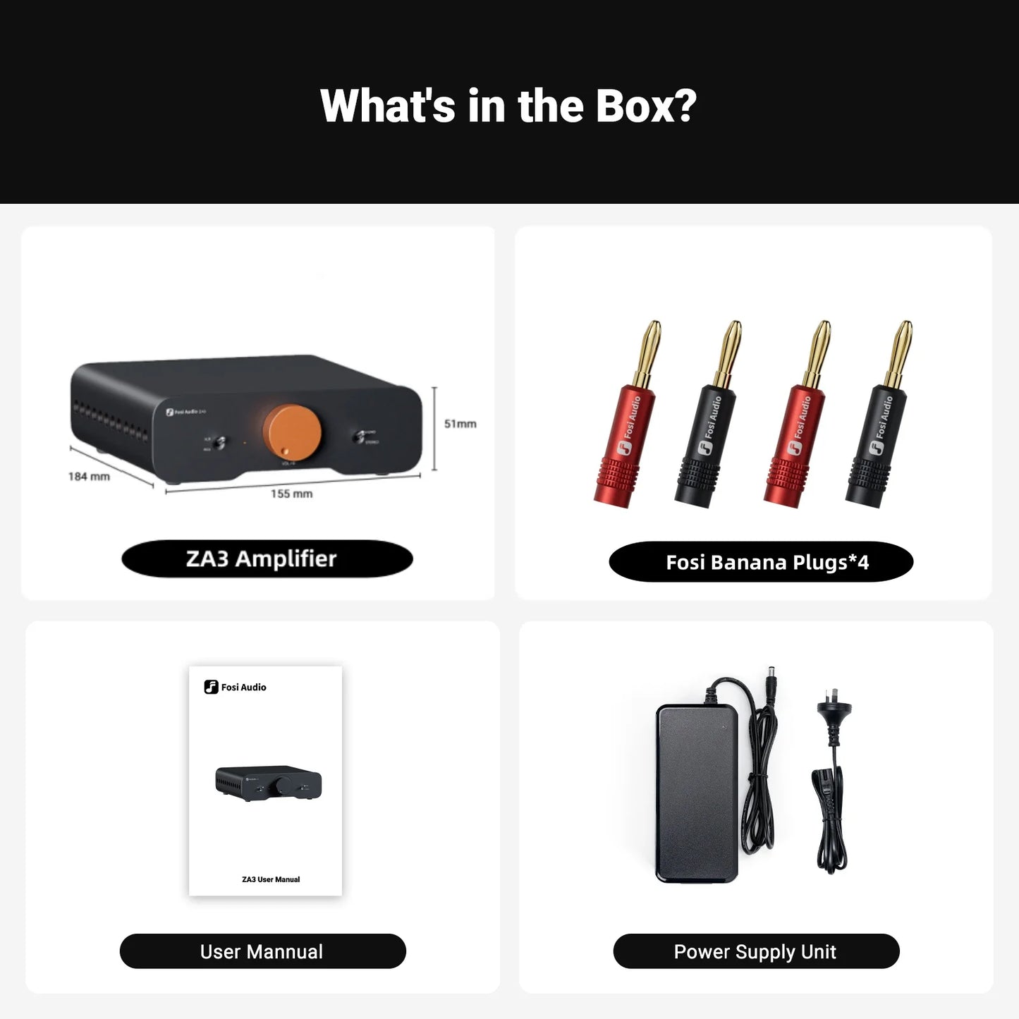 Fosi Audio ZA3 Stereo Power Amplifier TPA3255 Class D HiFi Audio Amp for Passive Bookshelf Speaker With XLR/RCA/Balanced Input