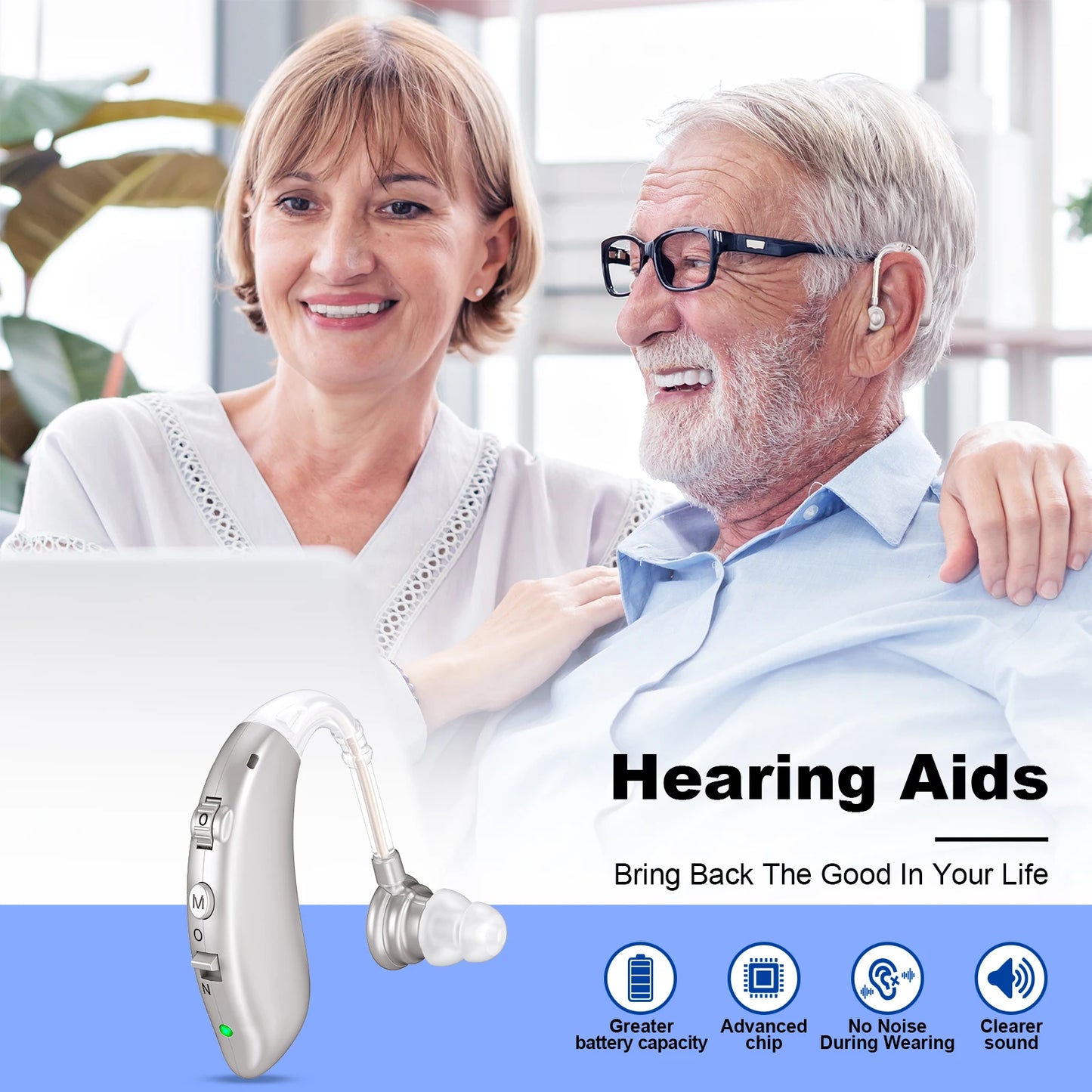 Pair Volume-Adjustable Invisible Hearing Aids Rechargeable Portable Hearing Aids For Deafness Sound Amplifiers