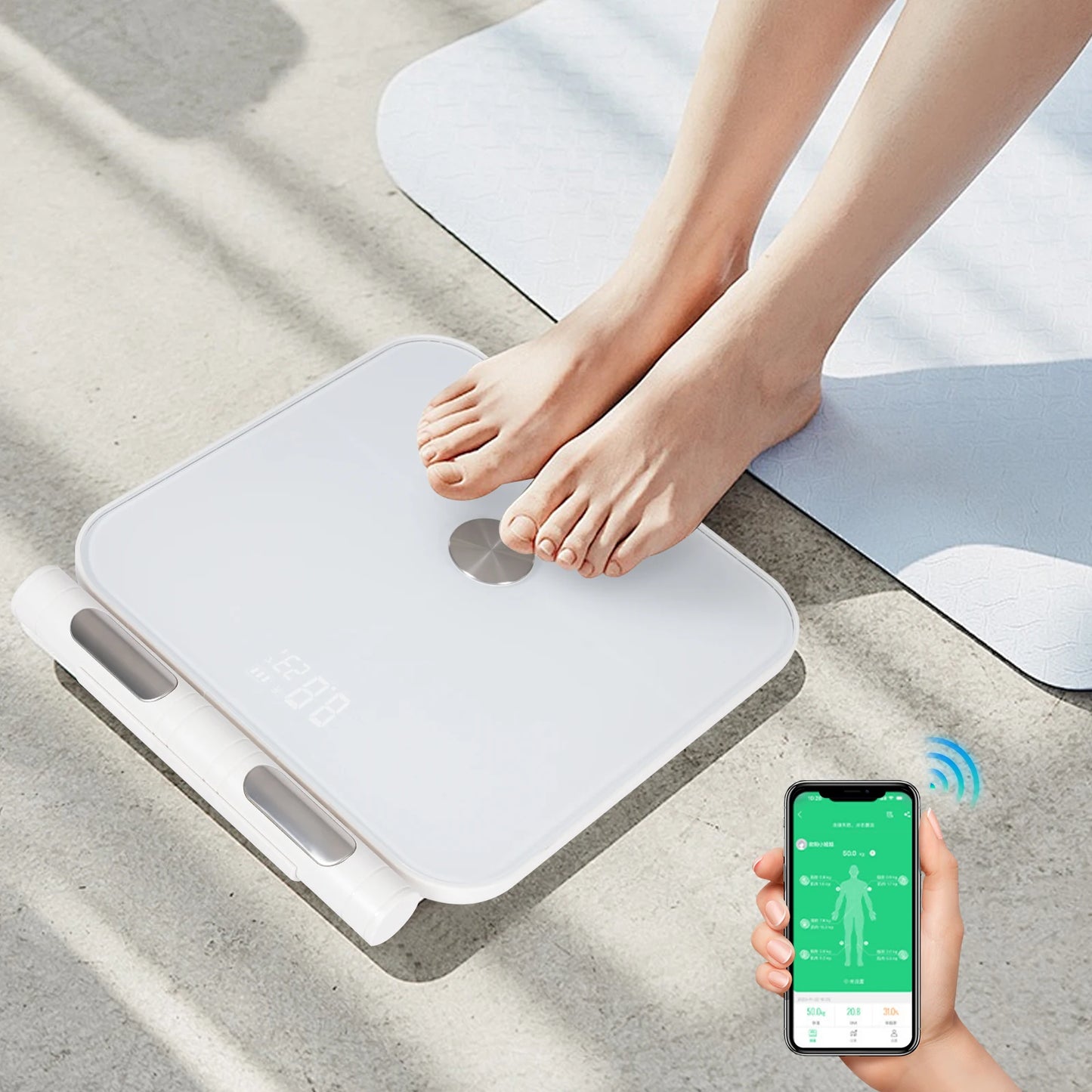 Slim Tempered Glass Bathroom Weight Scale, Low Battery & Overload Alert, Multi-User Health Tracking Scale, Bluetooth APP Tracks 25 Body Metrics for Family
