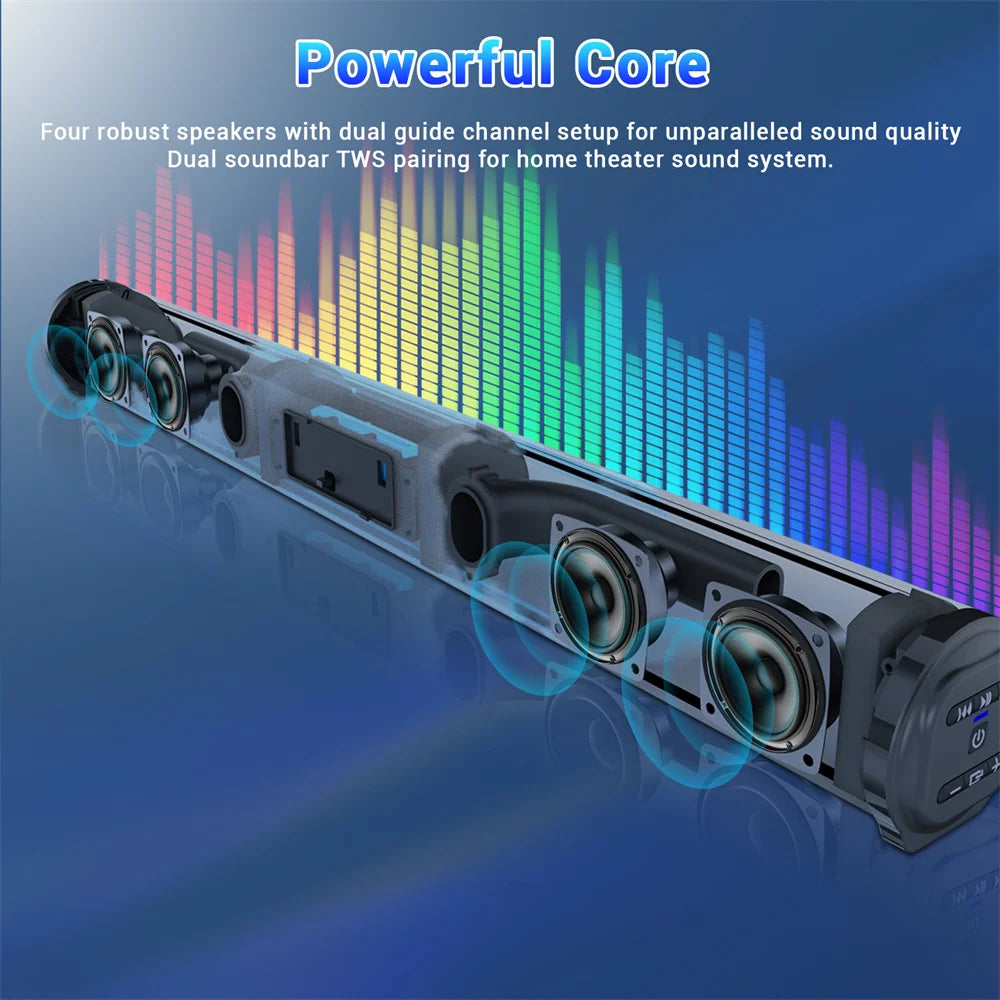 Sound Bar TV Sound System Bluetooth Speaker Wireless Subwoofer Bass Home Theater Rechargeable Lound Portable Speaker