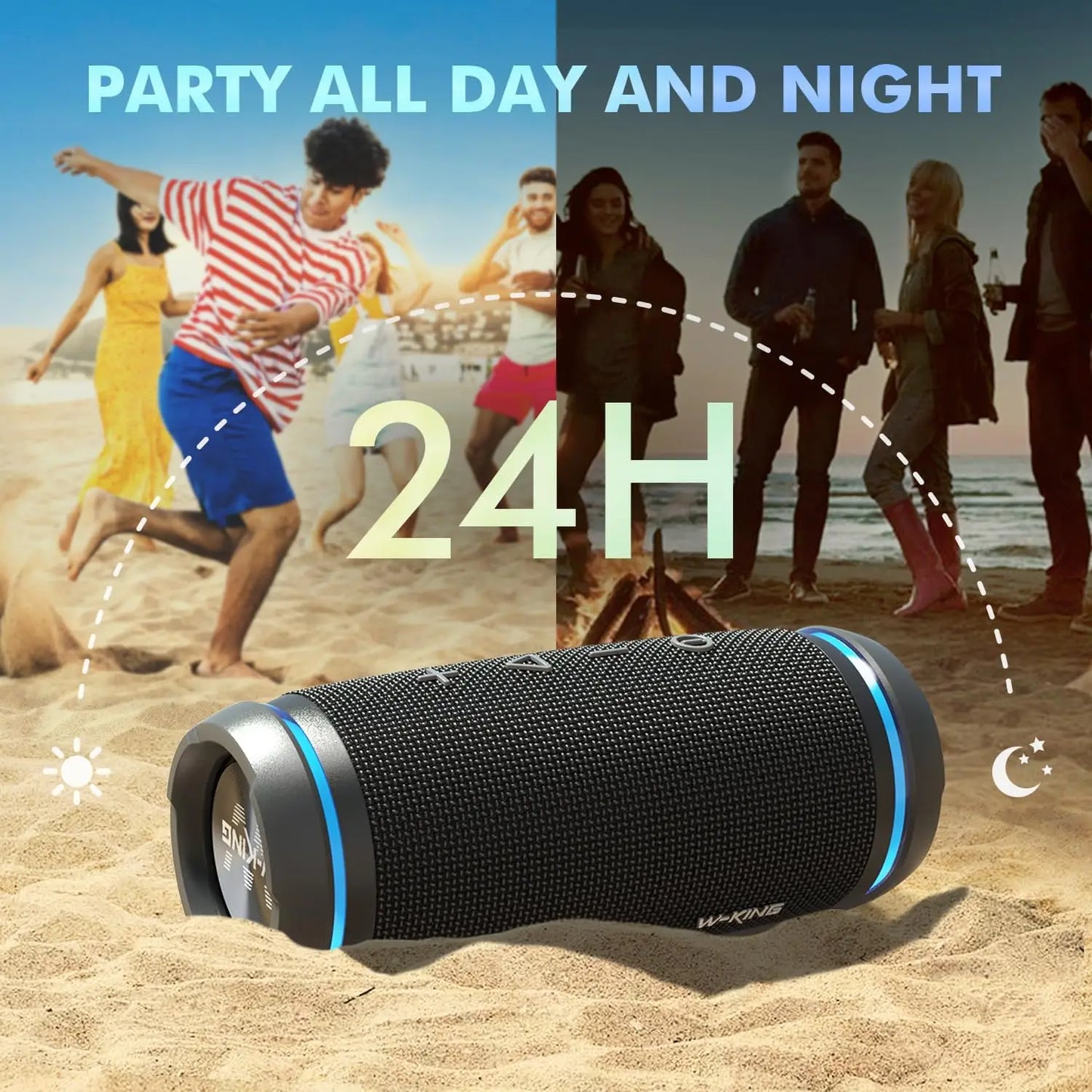 Portable Bluetooth Speaker Loud, 36W Extra Bass,360° Surround Hi-Fi Sound,24H Playtime,BT5.4, IPX6 Waterproof