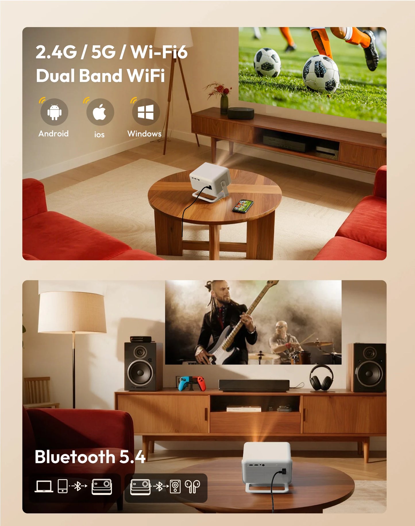 XGODY N6 Pro Netflix Officially 4K Projector 28000 Lumens Voice Control Smart Android TV Whale OS 32GB ROM Outdoor Home Theater