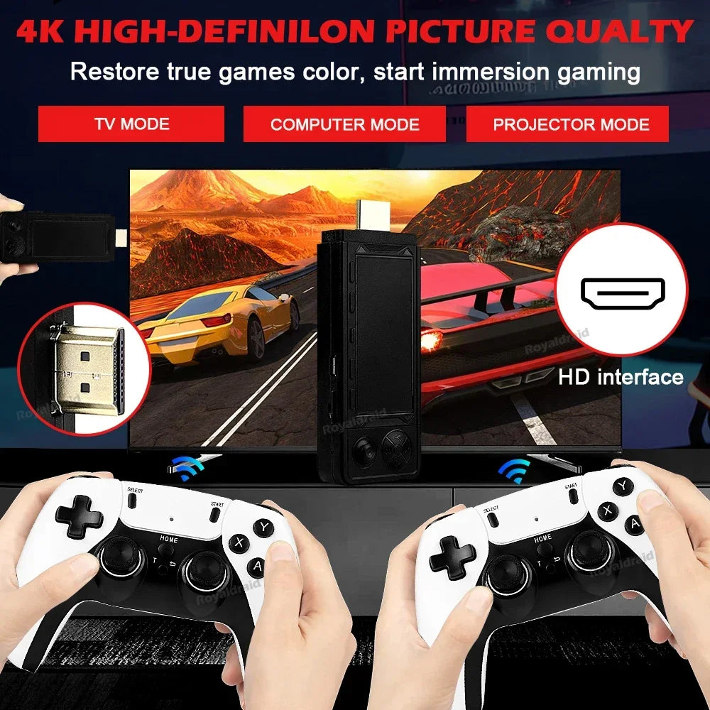 128G 256G X9 PRO GameStick 4KHD TV Video Game Consol 3D Games For PSP/PS1/N64/NDS 40+Simulators Retro Games Dual 2.4G Controller