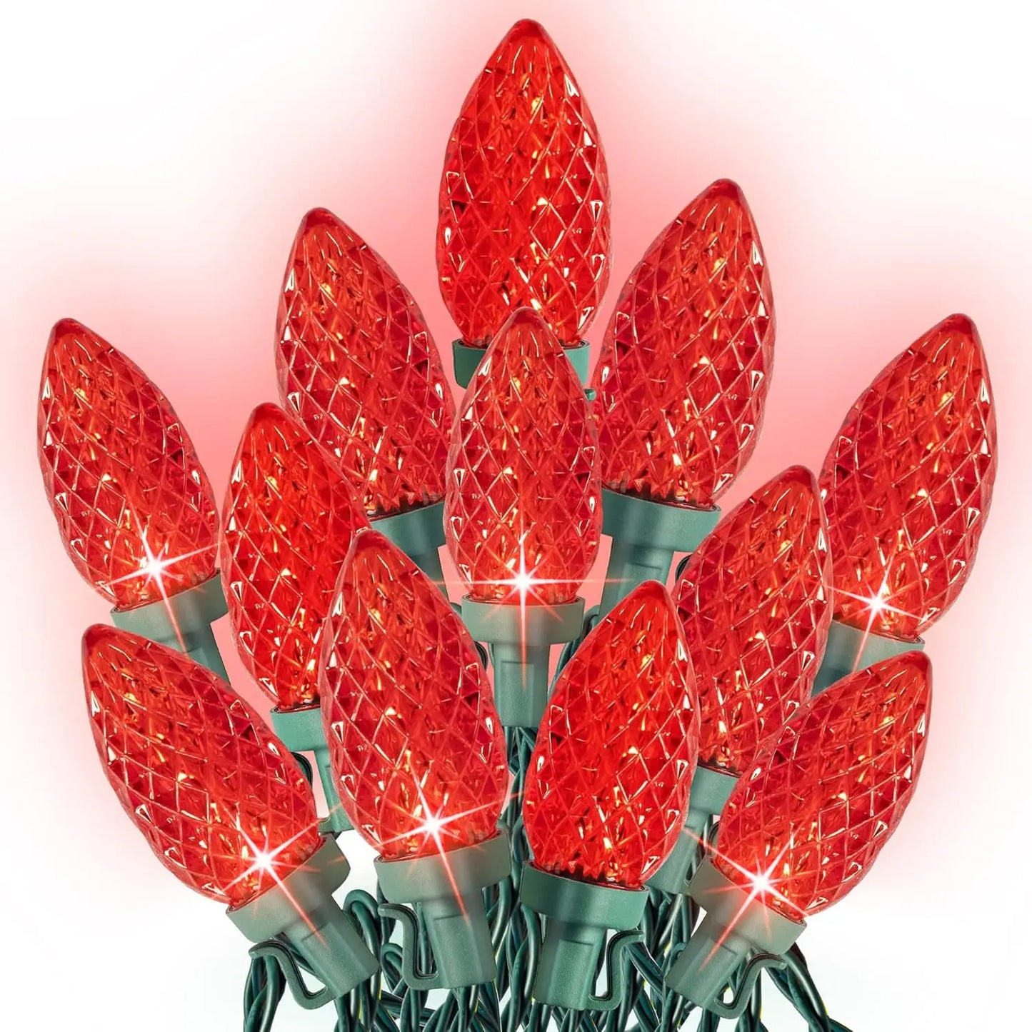 C9 Christmas String Lights, 100 LED 66 FT Waterproof Connectable Green Wire Fairy Lights, Christmas Lights for Indoor Outdoor