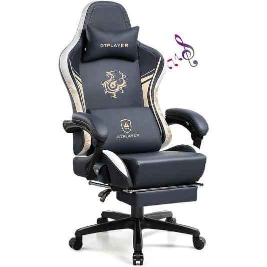 Gaming Chair with Bluetooth Speakers and Footrest