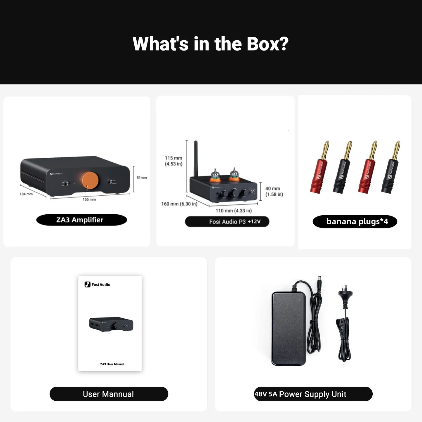 Fosi Audio ZA3 Stereo Power Amplifier TPA3255 Class D HiFi Audio Amp for Passive Bookshelf Speaker With XLR/RCA/Balanced Input